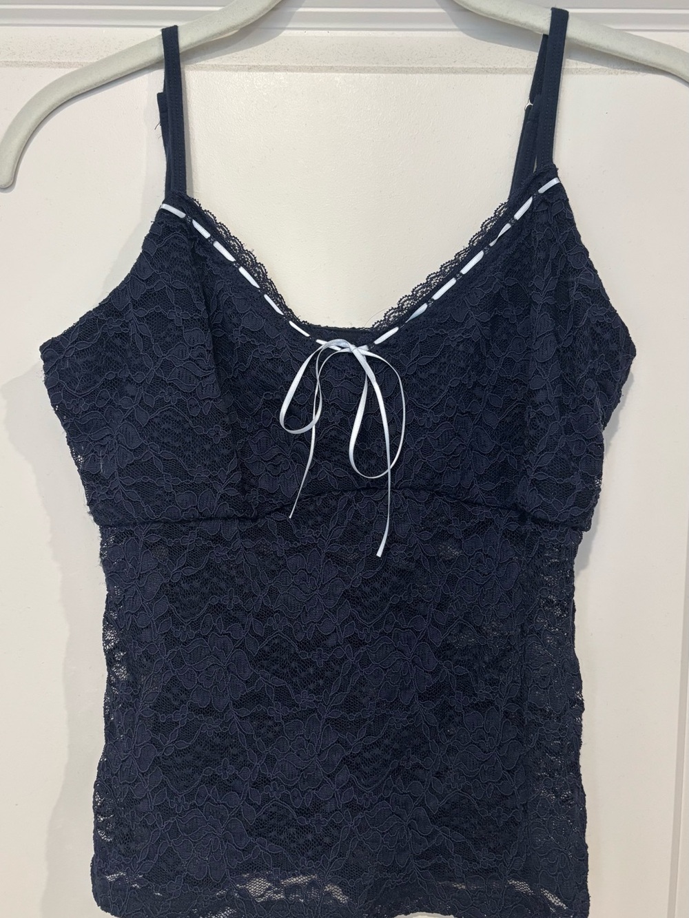 Hollister Navy Lace Cami with Light Blue Bow Trim - Picture 2 of 4